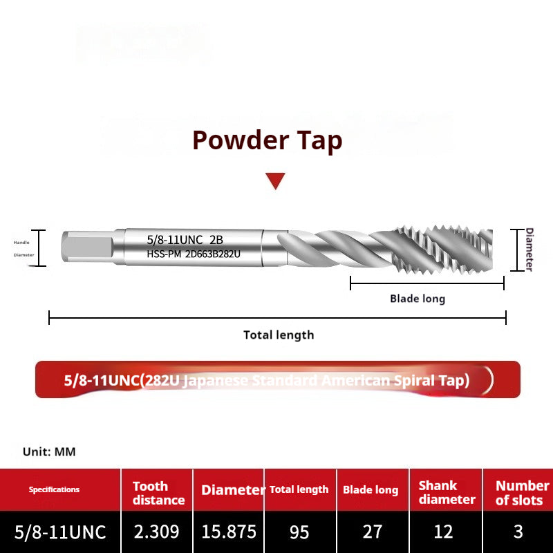 2125-281U American powder screw tip machine with tap spiral tapping series Japanese standard powder high-speed steel tap Shandong Denso Pricision Tools Co.,Ltd.